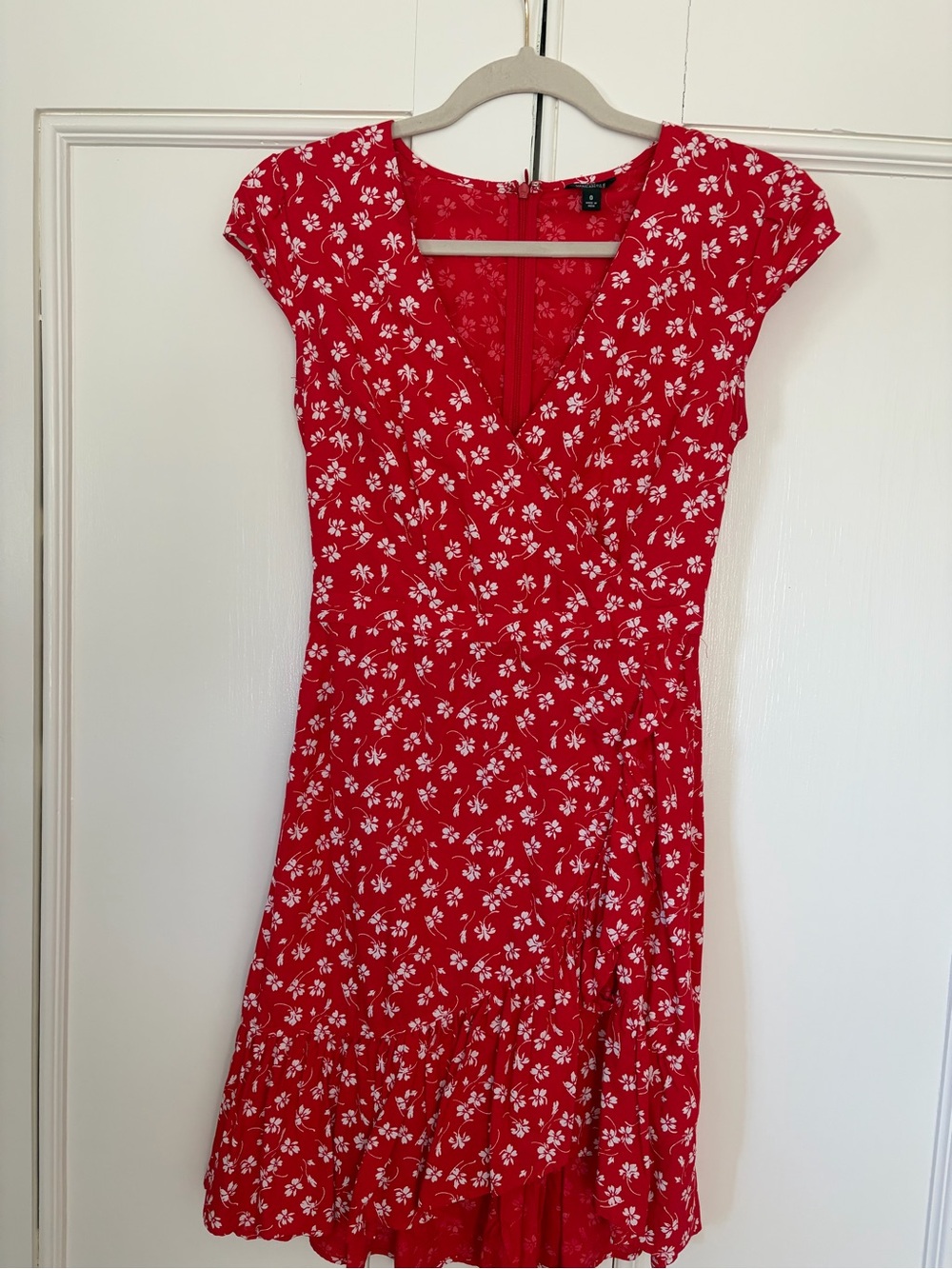 J. Crew Red Mini Dress with White Floral Print